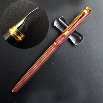 

Old Stock Wing Sung Fountain Pen Red with Yellow Line Ink Pen B Nib 1.0mm Aerometric Filler Office school supplies