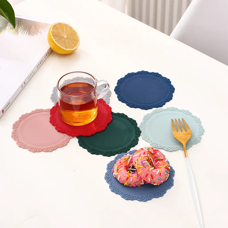 Retro Embossed Silicone Table Mats Drink Coaster Table Placemat Heat