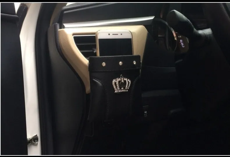 Автомобиль с инкрустацией стразами Корона автомобильный воздушный выход Zhiwu Dai автомобильный ящик для хранения висячий мешок положить хранение мобильных телефонов коробка многофункциональная