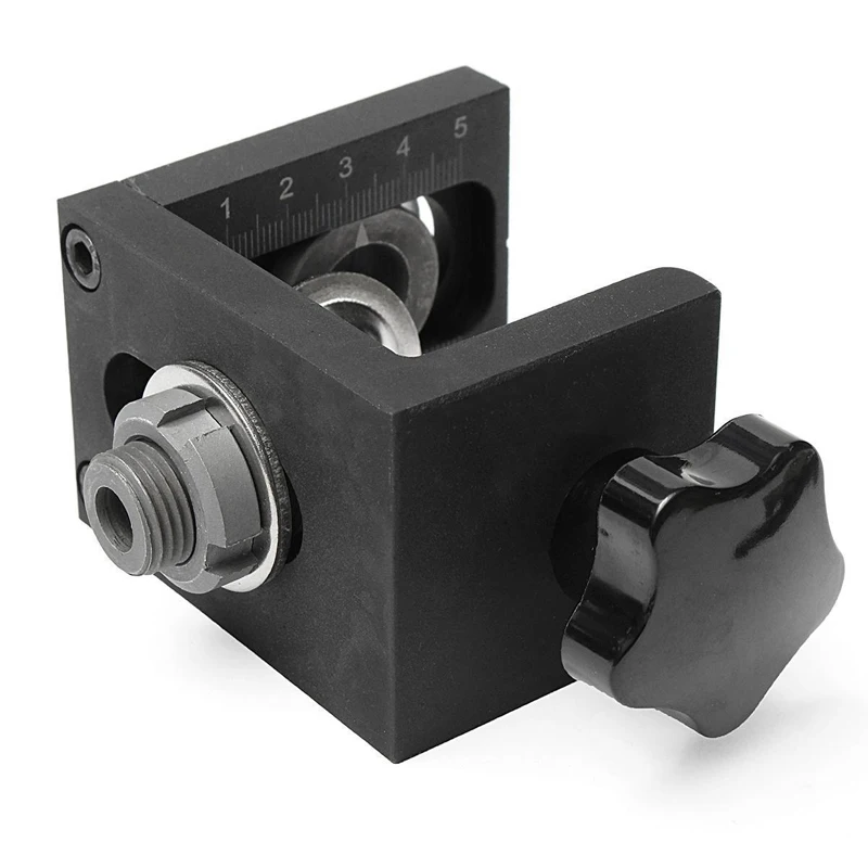 DWZ Black Woodworking Hole Locator Punch Positioner Jig Kit + Step Drilling Bit Wood Tool