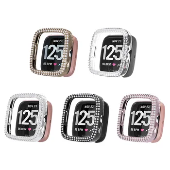 

Suitable for fitbit versa 2nd generation watch protective case double row diamond-plated PC electroplating case protection case