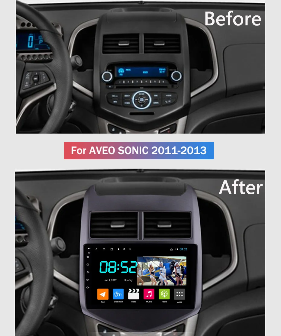 Top Android 8.1 CAR DVD 1din multimedia Navi system for Chevrolet Aveo 2011-2013 car gps navigation stereo head unit BT SWC WIFI 1