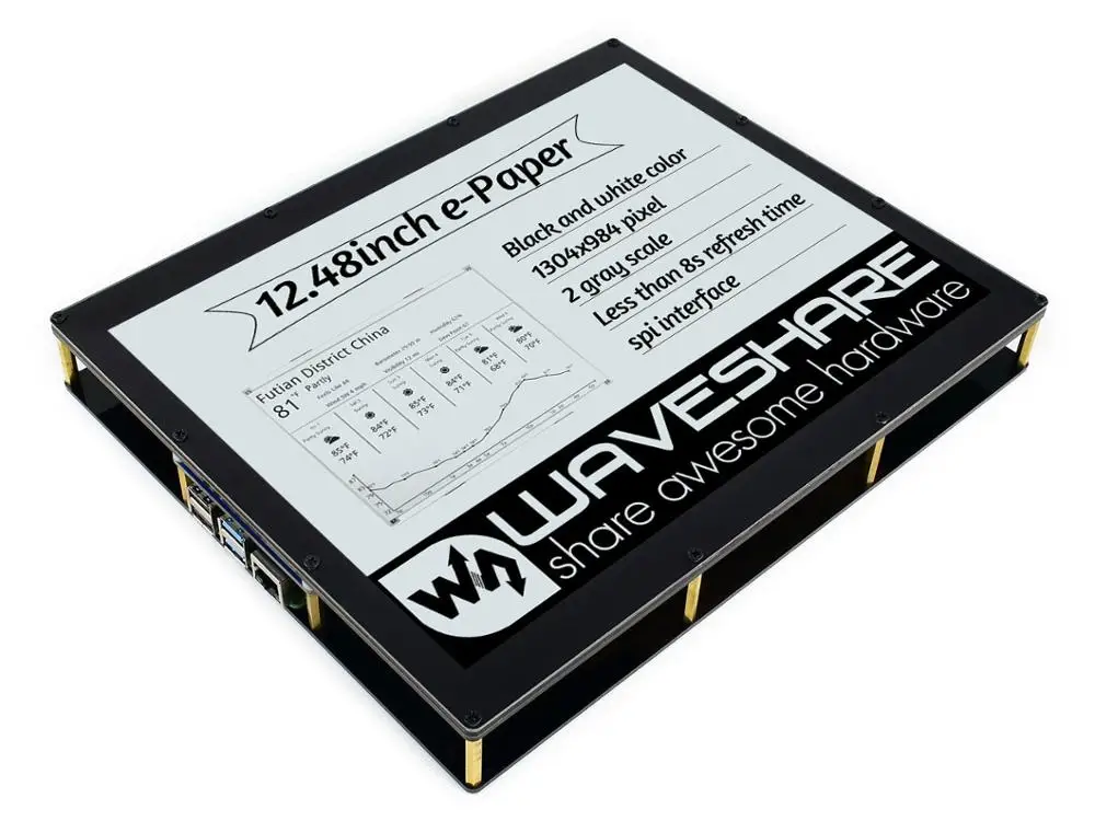 Waveshare 12,48 дюймовый E-Ink модуль дисплея, разрешение 1304 × 984, черный/белый двойной цвет, SPI интерфейс
