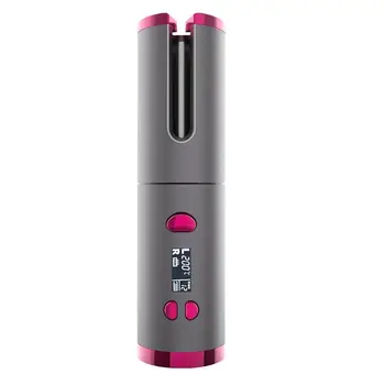 

Cordless Hair Waver USB Charging Hair Curler LCD Display Auto Rotating Styling Tool with Timer Function