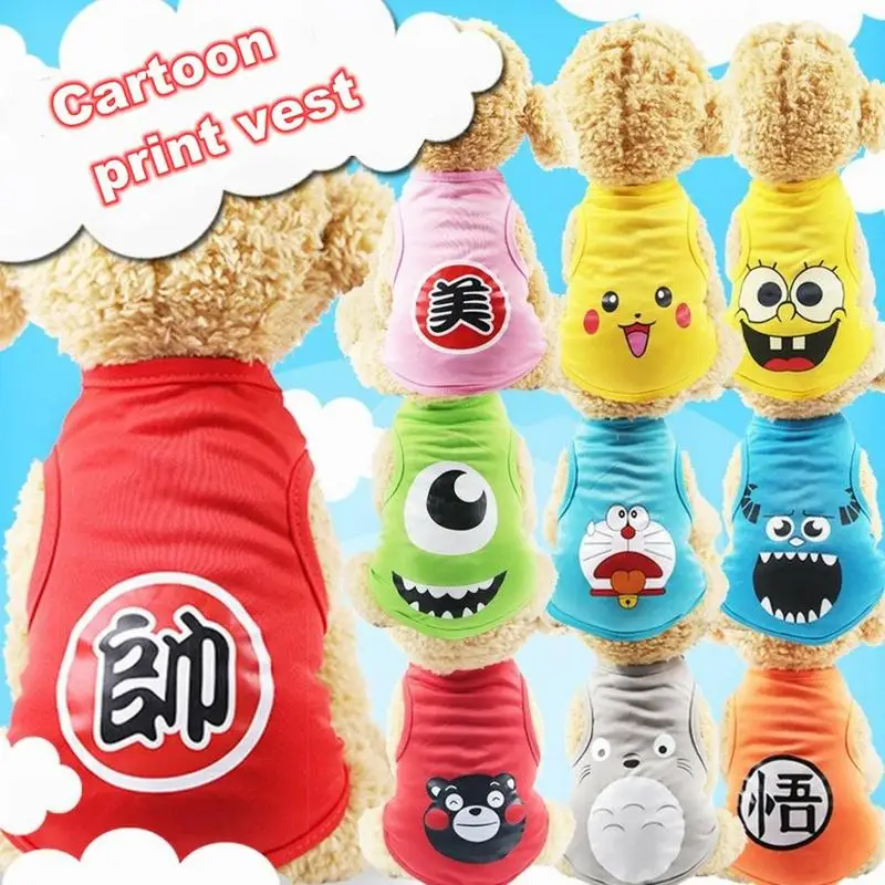 Pet Dog Clothes Cute Cartoon Casual Vests Small Clothing For Small Dogs