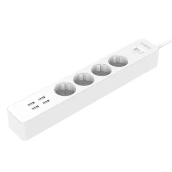 

EU Standard Power Strip 2500W 10A Load 4 Outlets 4 Fast USB Charger Socket Overload Protection Plug White New