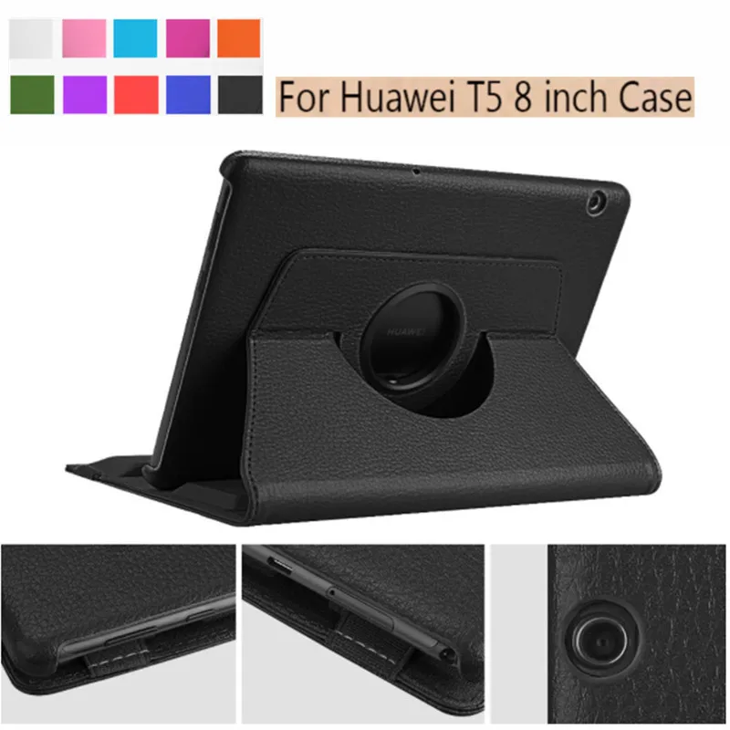 Case For Huawei MediaPad T5 8.0 inch JDN2-W09/AL00 360 Rotating Leather Cover Honor Pad 5 8.0''Tablet Funda | Компьютеры и