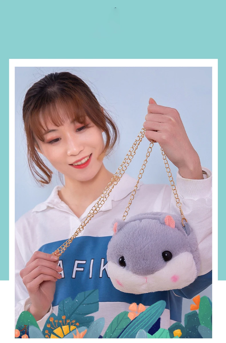 20 см милый хомяк голова плюшевые животные игрушка единорог кошелек через плечо детский подарок на день рождения для девочек sanrio WJ159