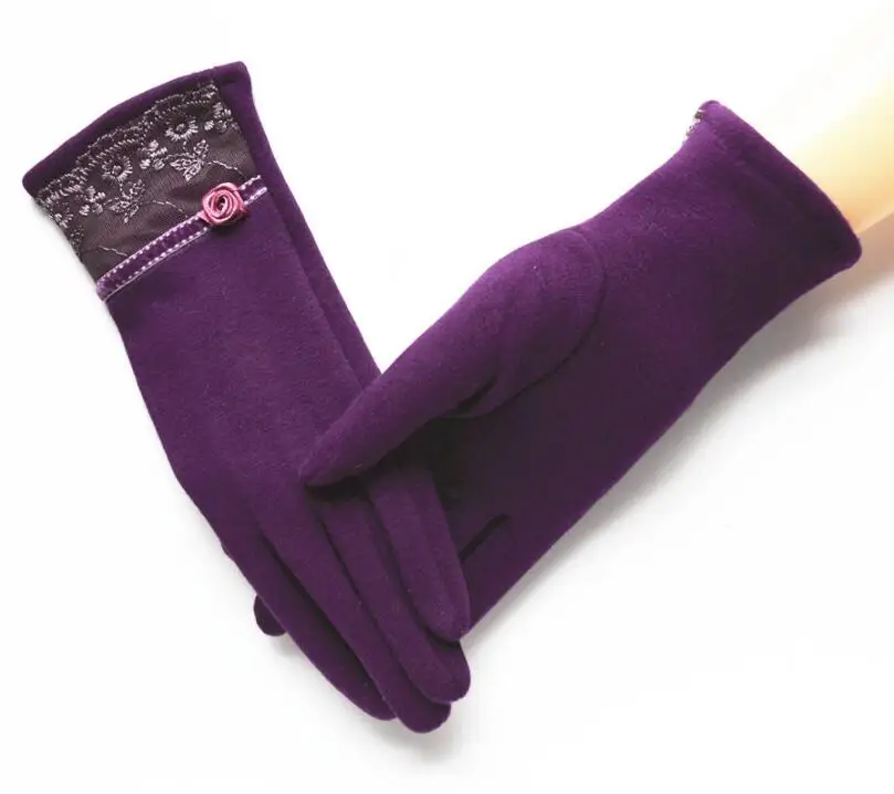 YRRETY Woman High Quality Knitted Gloves Touched Screen Thick Warm Glove Winter Autumn Mitten Women Winter Stitching Plaid Glove - Цвет: GA08 Rose Purple