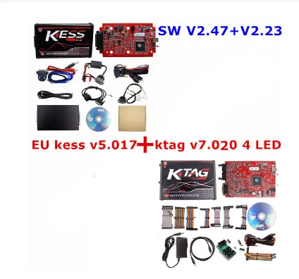 Онлайн V2.47 Kess ECU чип Тюнинг инструмент OBD2 менеджер Тюнинг KTAG V7.020 KESS V2 V5.017 K-TAG V2.25 BDM Рамка - Цвет: KESS 2.47 KTAG 4 LED