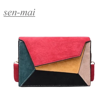 

sen-mai Retro Matte Patchwork Crossbody Bags for Women small Chains Strap Shoulder Bag Lady Small Flap criss-cross Bag