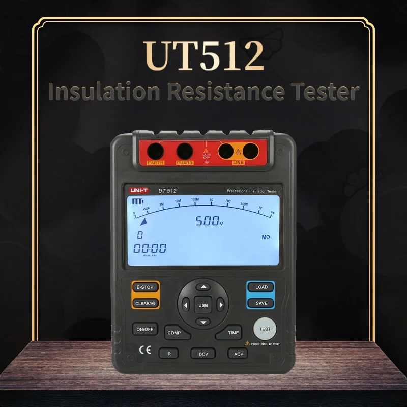 

UNI-T UT512 Digital Insulation Tester 2500V Automatic Range Voltmeter Megohmmeter PI/DAR Data Storage USB interface LCD Backligh