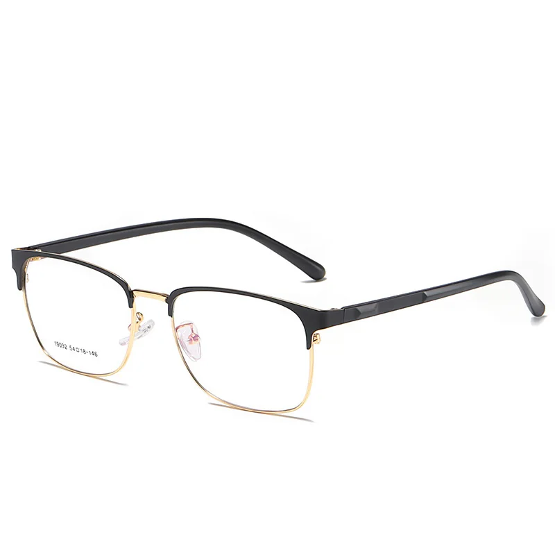 Brand New Men Square Glasses Frame Fashion Business Optical Eyewear Black Alloy Flexible Eyeglasses TR90 Myopia Clear Spectacles - Цвет оправы: Gold