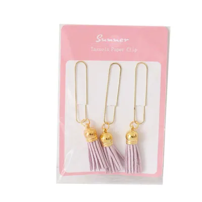 TUTU new creative cute tassel metal memo paper Golden clips set index bookmark for books office school stationery supplies H0320 - Цвет: light purple