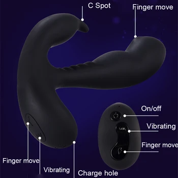 Anal Pleasure Vibrating Prostate Stimulator with Rolling Ball Finger Vibrator Sex Tool for Couple Anal Massager Sex Toy for Two 6