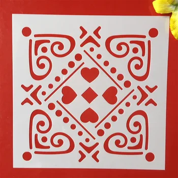 

New 8*8inch Heart Square Frame Dot DIY Layering Stencils Painting Scrapbook Coloring Embossing Album Decorative Template