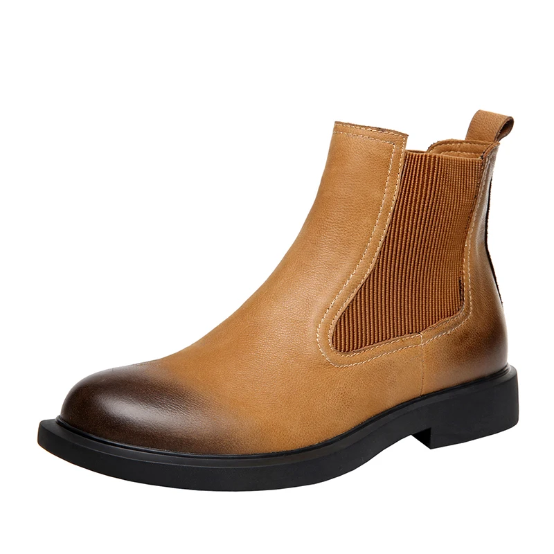 

Chelsea Boots Mens High Quality Genuine Leather Plus Velvet cowboy boots men autumn winter British retro men shoes cowhide