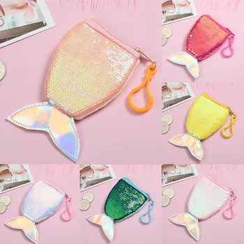 

Sleeper Coin Purses pouch mini design candy color Fashion Parent-Child Sequin Fish Tail Clutch Bag Key Pendant Bag 2020 gifts