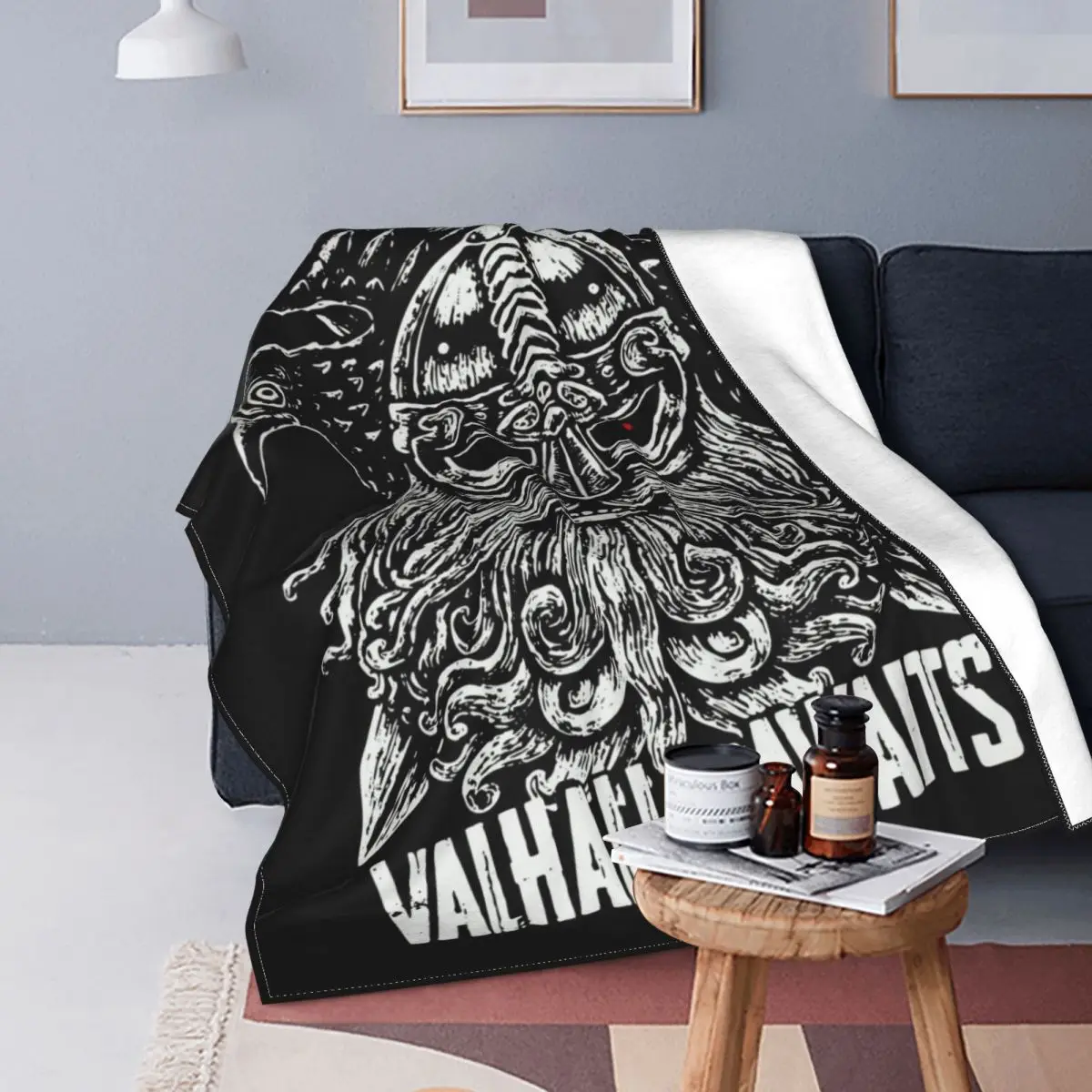 

Norse God Odin Huginn Muninn Ravens Swords Blanket Fleece Autumn/Winter Mythology Lightweight Throw Blanket for Bed Travel