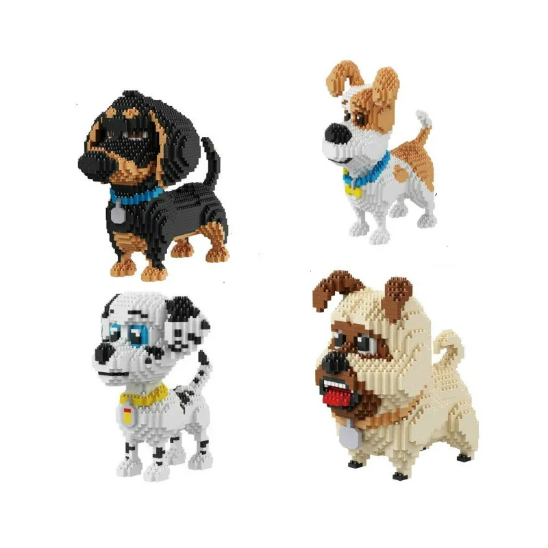 

2100pcs 16013-16024 Diamond Blocks Dog Model Small Bricks Dachshund Toy AssemBly Action Figure Kids Toys Children Gifts B