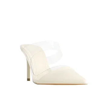 

Women Sandal 2020 Spring/Summer Stiletto Mueller shoes Sexy Transparent Splice Mules Pointed Toe High-heeled Shoes Women