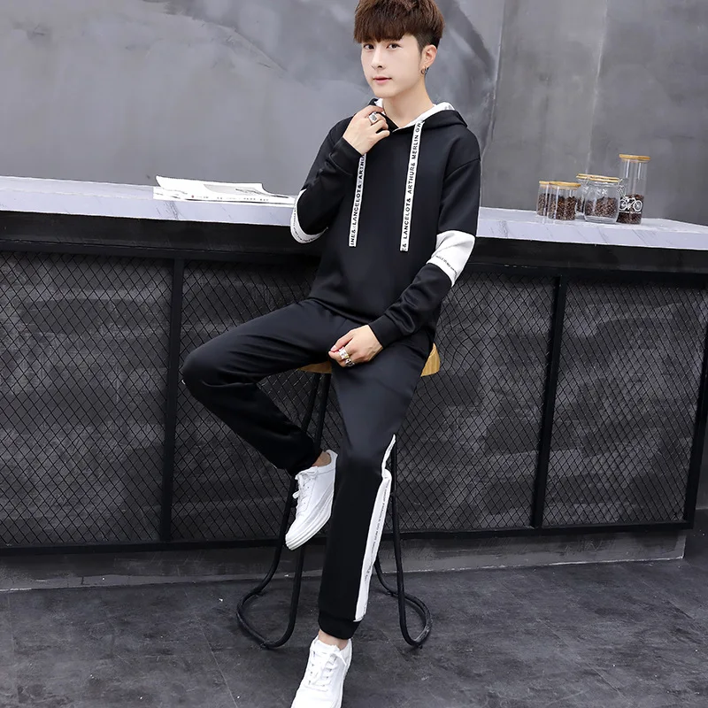 Men Spring New Style Leisure Sports Suit Youth Korean-style Trend Set Hoodie Versatile