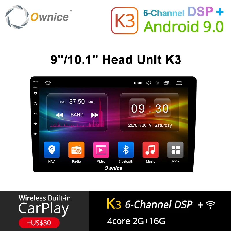 Ownice K3 Android 9,0 автомобильный радиоприемник 2din универсальный для VW Toyota hyundai Nissan Авто gps Navi поддержка DSP 4G LTE задняя фронтальная камера