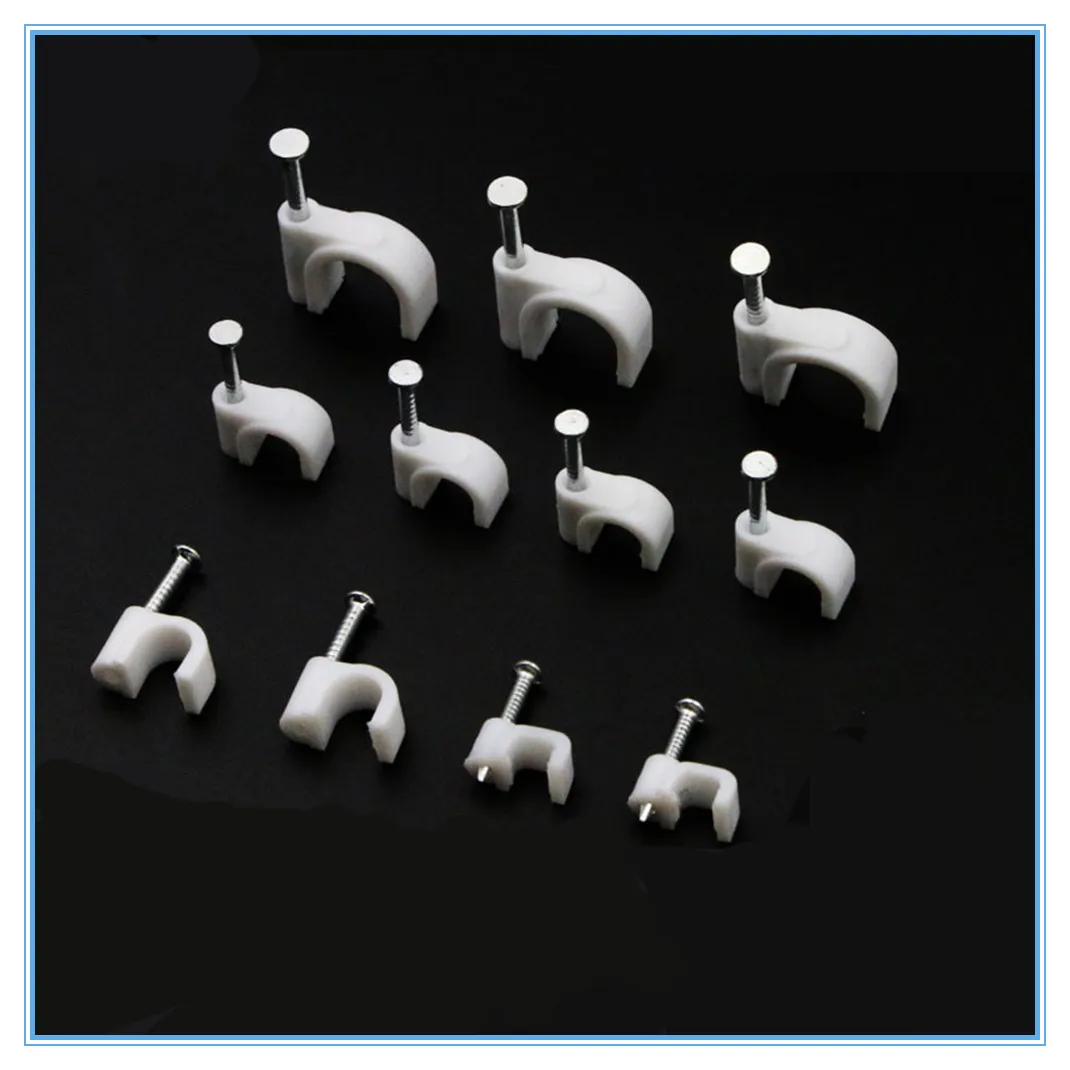 100pcs Cable fixed 5mm Flat or Round Circle Path cable clips with Nail Wire U Clamp | Строительство и ремонт