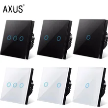 AXUS AC110-220V Touch Switch EU Standard White Crystal Glass Panel Light sensory Switch wall lamp touch  Switches LED backlight