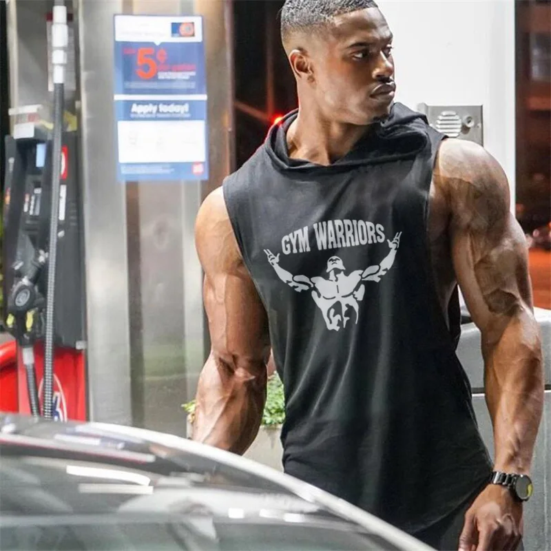 Ropa de gimnasio de marca para hombre, chaleco sin mangas de algodón con capucha para culturismo, sudadera deportiva para entrenamiento