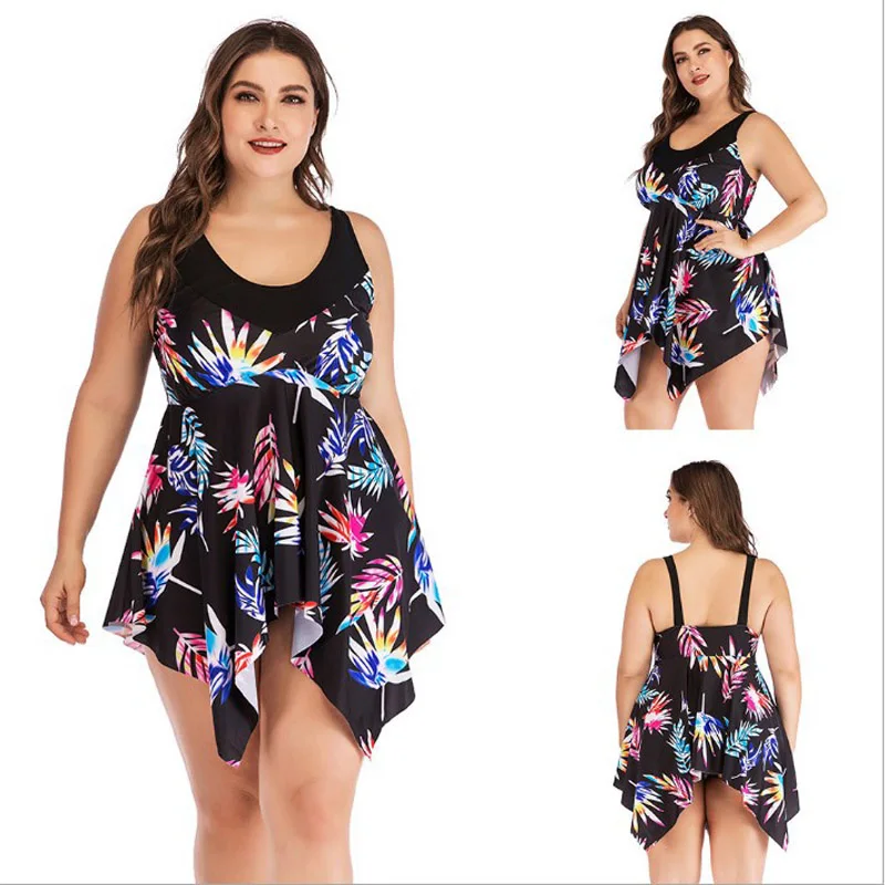 

Plus Size 5XL Swimwear Women Large Size Costume Swimsuit Two piece Tankini Set Big Plus Female Fat Swim Wear Bathing Suit