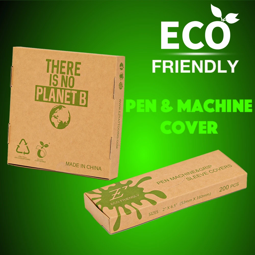 EZ ECO-Friendly Machine Bags EZ ECO-Friendly Pen Machine & Grip Sleeves Covers for Tattoo Machine  highly-biodegradable Recycla 100 sleeves box 42 2 0 ez cartridge tattoo pen machine clip cord sleeves for regular clip cord