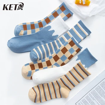 

[KETA] Fashion Colorful Printed Striped Cotton Women Socks Ladies Casual Kawaii Funny Socks Ladies Autumn Winter Cute Sock
