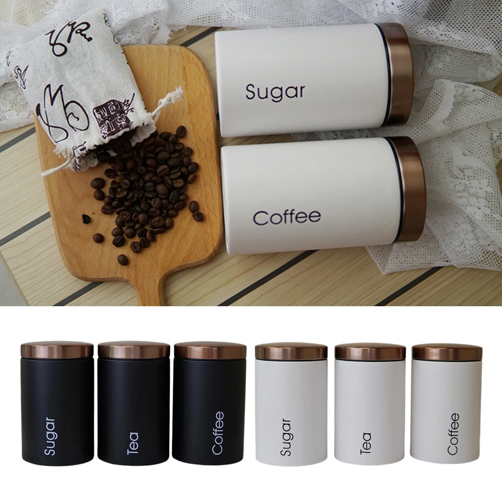 3set of Storage Bottles Metals Canisters Sets for Kitchen Tea Coffee Food Storage box Household Can