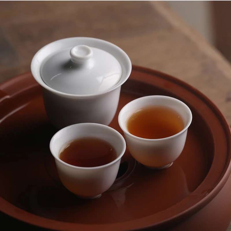 Mini 90ml Suet Jade Porcelain Gaiwan For Tea Solid White Tureen With Lid Teaware Travel Kung Fu Tea Set Small Cup Bowls Chawan