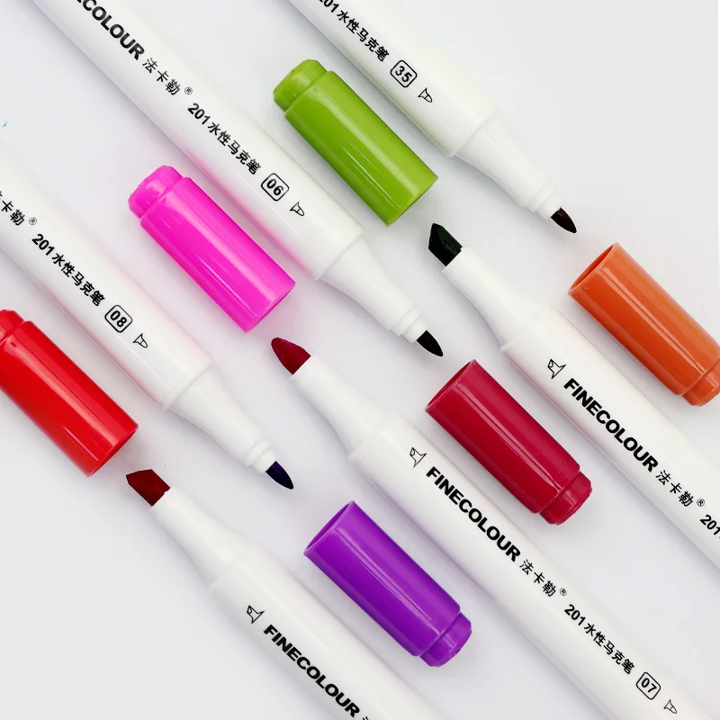 FINECOLOUR 12/24/36 Цвета маркер для рисования фломастеры на водной основе Цветной кисть для рисования; ручка комплект манга двуглавый маркер для рисования EF201