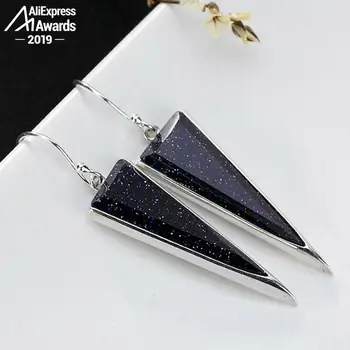 

Poland S925 Fine Drop Earrings Sapphire Earrings Women Antique shop art handicraft Artisan Baltic Gemstone Lazuli