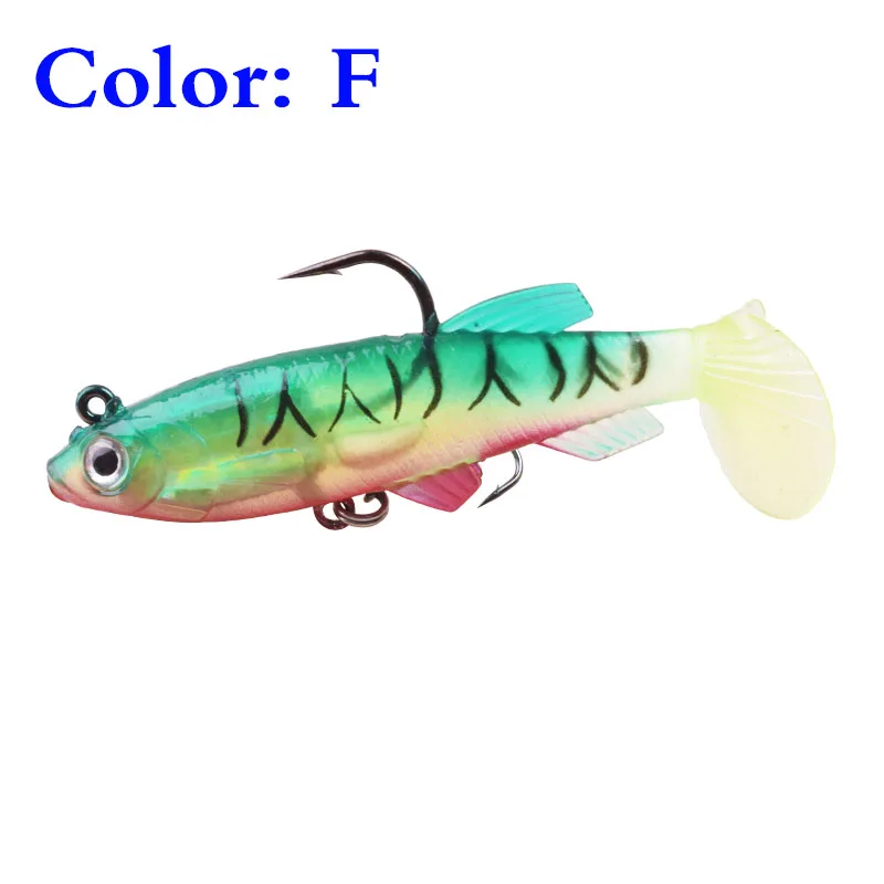 4Pcs Soft Fishing Lure Kit High Quality Bait Set 75mm 11.5g Artificial Silicone Bass Baits With Treble Hooks Fishing Tackle