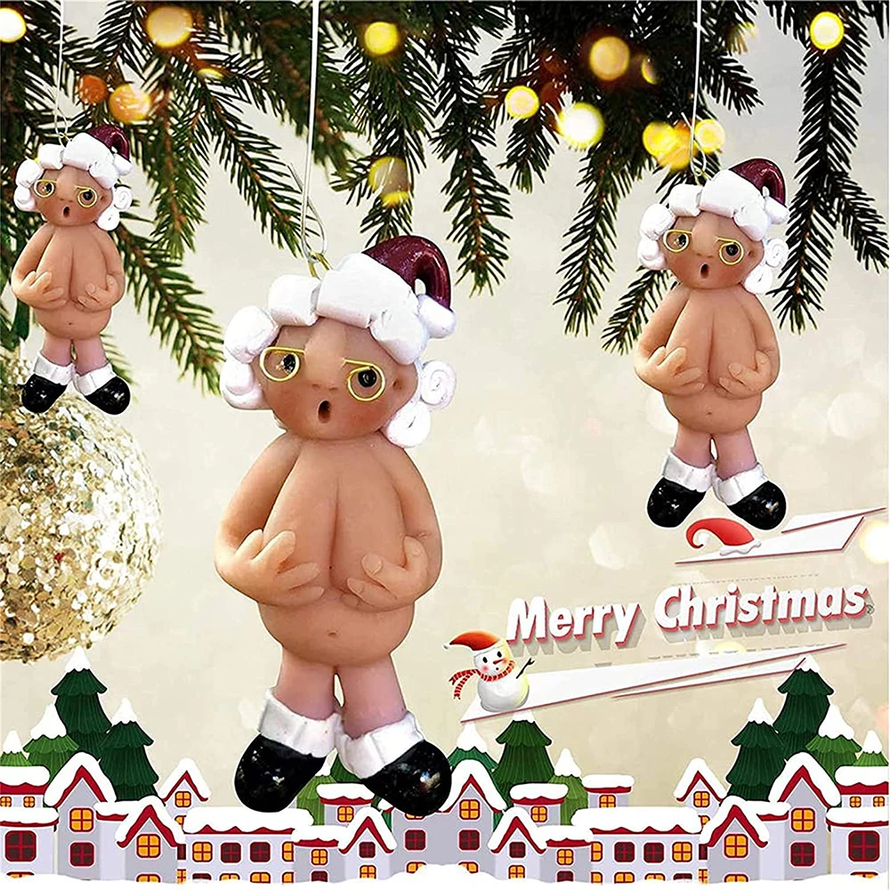 Resin Funny Naked Santa Claus Pendant Xmas Figures Santa Claus Christmas  Tree Decora 2023 New Year Party For Home Decoration - AliExpress