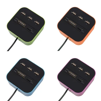

3-port USB 2.0 Hub Splitter For Win XP/7/8/10, MS/M2/TF Card Reader With LED Indicator Light Accessories