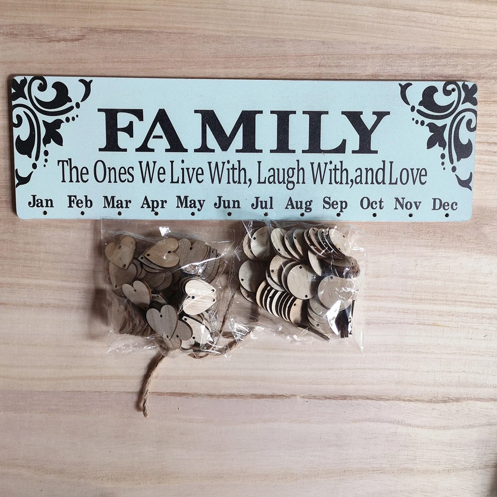 Wooden Wall Hanging Calendar DIY Family Birthday Reminder Plaque Home Decor