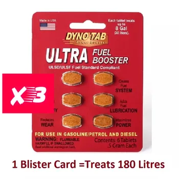 

3 Blister Cards Dyno-Tab ULTRA Fuel Booster 6-tab for Petrol & Diesel Carbon&Fuel System Cleaner Power Booster(Treat 540 Litres)