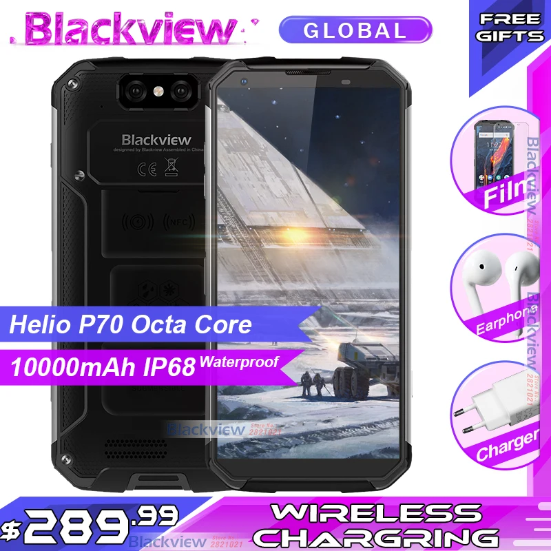 

Blackview BV9500 plus Helio P70 Octa Core Mobile Phone 5.7" Screen Android 9.0 10000mAh 4GB 64GB IP68 waterproof Smartphone