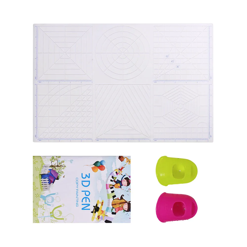 

Multi Purpose 3D Printing Pen Template Soft Silicone Mat 3D Drawing Templates Copy Board with Fingerstalls
