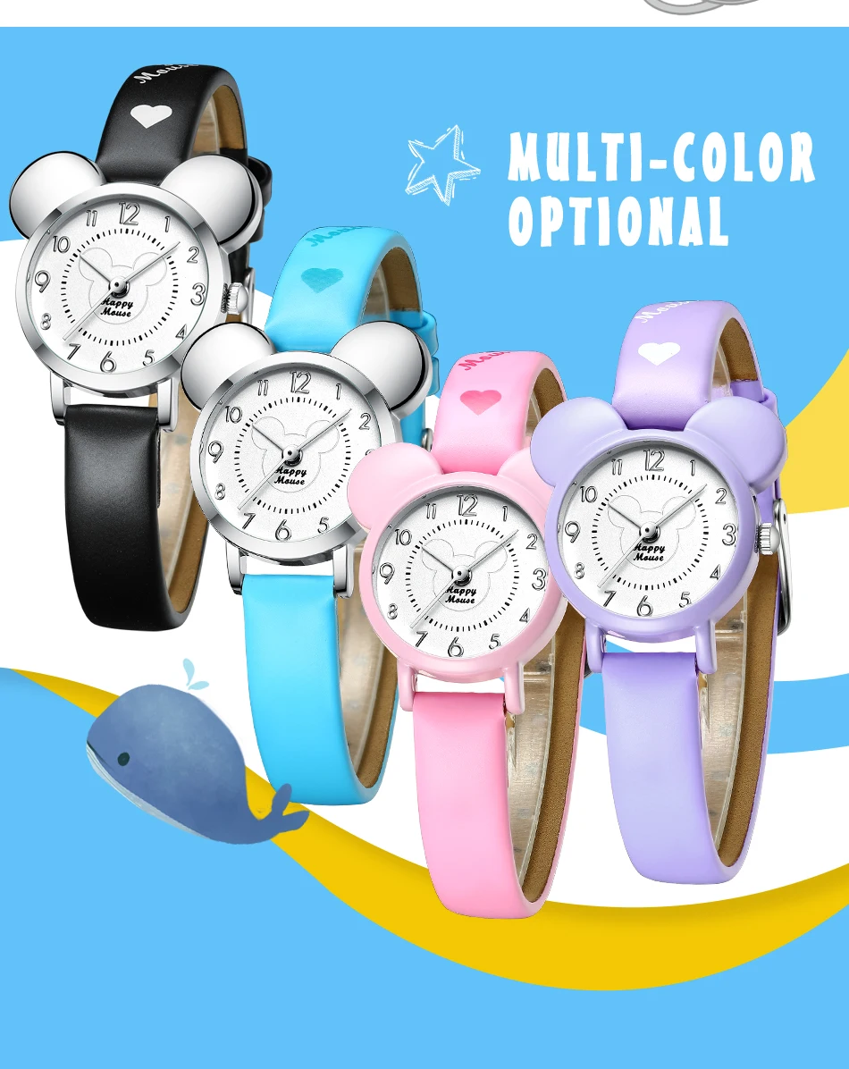KDM Kinder Horloge Jongens детские часы для детей студенческие спортивные часы розовые наручные часы для девочек кожаный ремешок милые подарки 0010