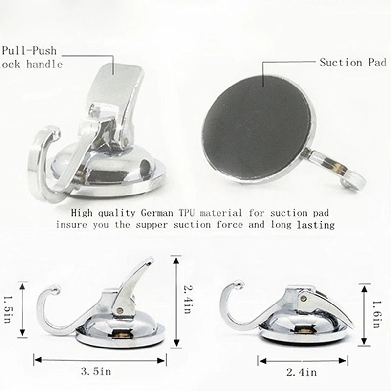 Heavy Duty Vacuum Suction Cup Hooks(2 Pack) Specialized For Kitchen Bathroom Restroom Organization