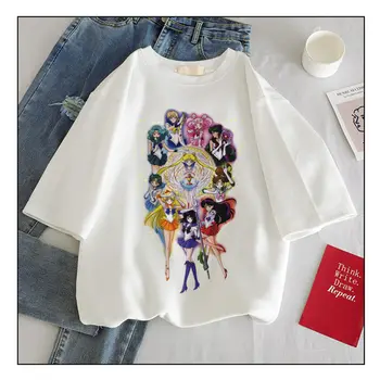 

women Tshirt Harajuku Gothic Sailor Moon Print Short Sleeve Tops Tees Fashion Casual T Shirt Women Clothing T-shirts corp New