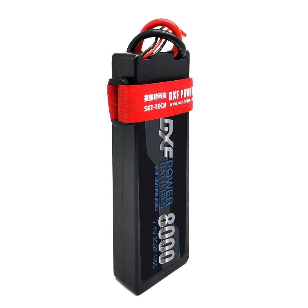 DXF 2 шт 2S 7,4 V 8000mAh 110C Max220C Lipo аккумулятор RC части с Т-образным штекером удобные для TRXX 1/10 автомобильный Дрон Вертолет Лодка FPV