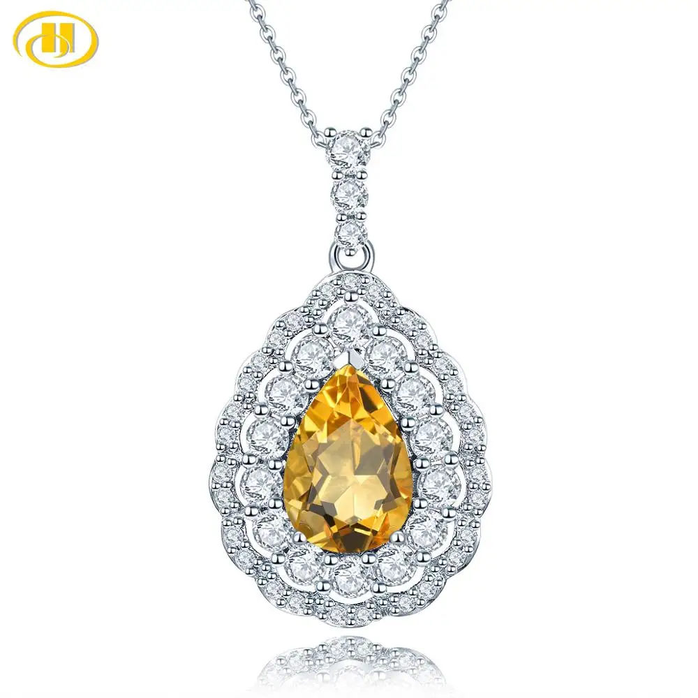Hutang 1 70ct цитрин груша кулон натуральный драгоценный камень твердый 925 серебро