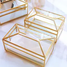Европейский стиль металлическое зеркало коробка для салфеток геометрический полотенце контейнер для салфеток держатель автомобиля украшение дома M/L